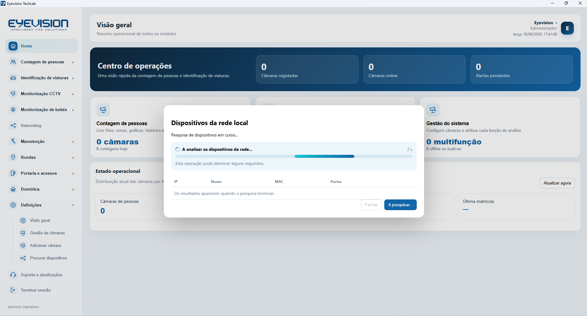 Pesquisa de dispositivos de rede Eyevision